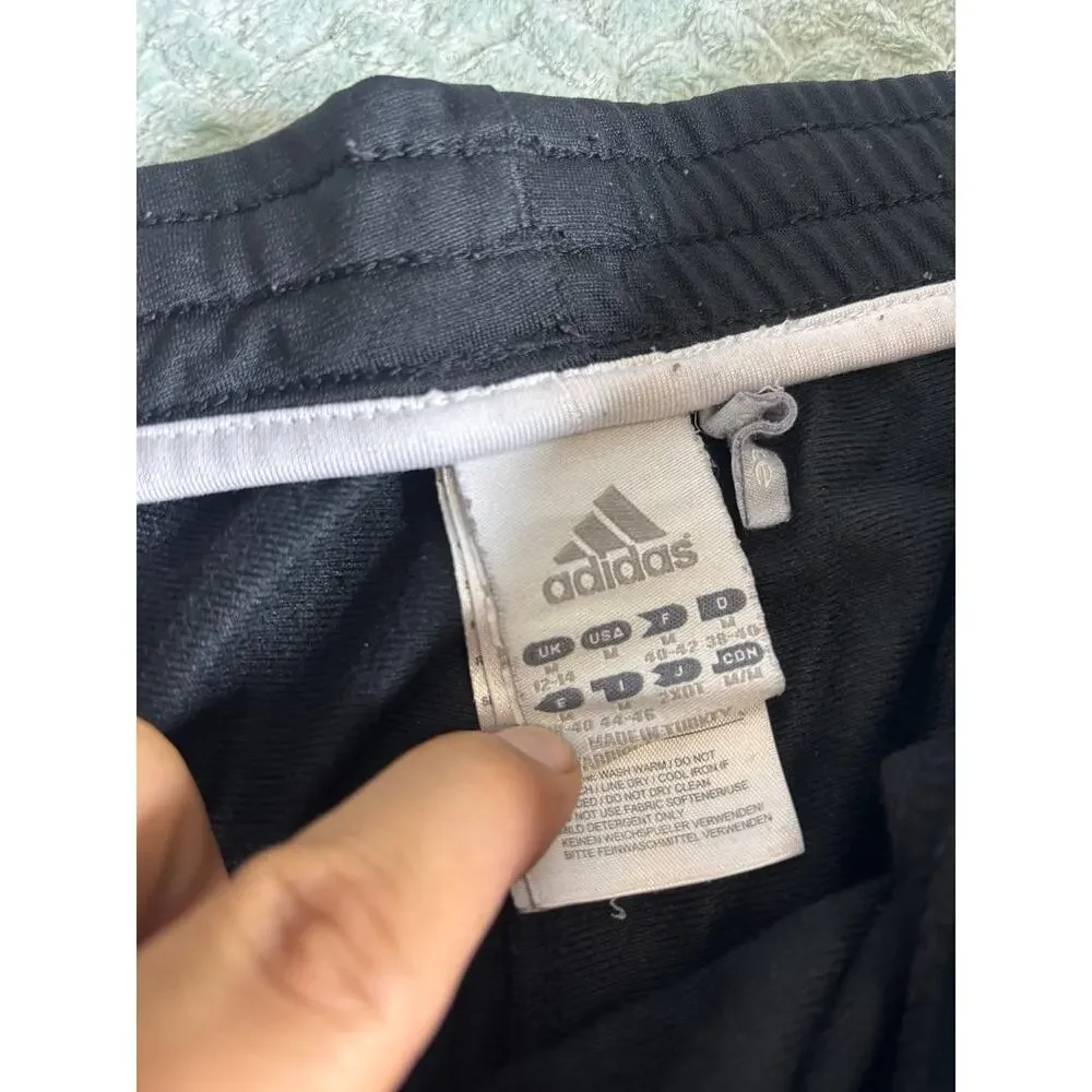 Adidas 3 Stripe Black Wide Leg Track Pants Y2K Size Medium (12-14)